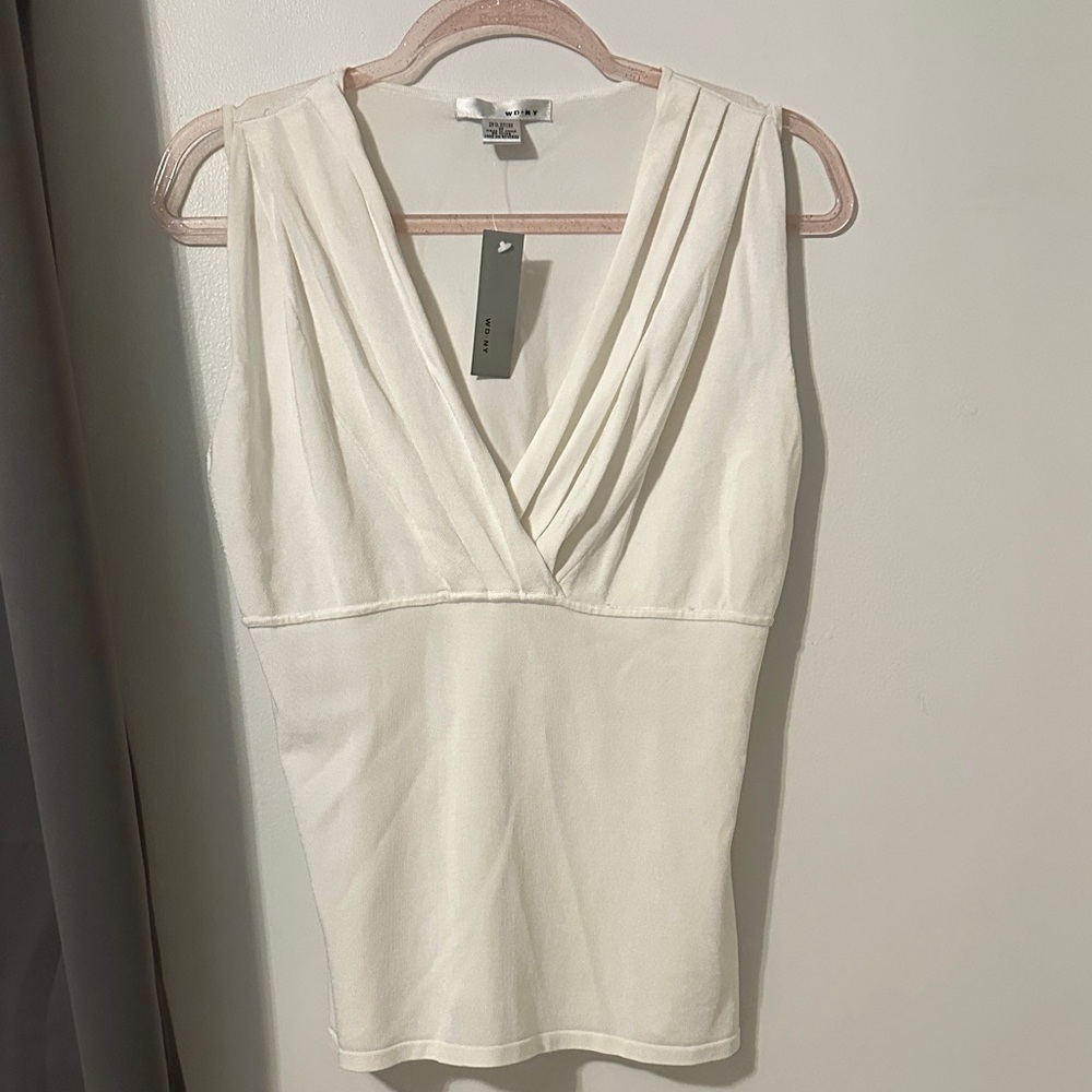 WD.NY Ivory Sleeveless V-Neck Top